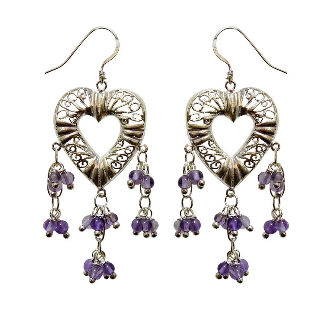 Orecchini In Argento Sterling 925 Con Ametista A Forma - Foto 3