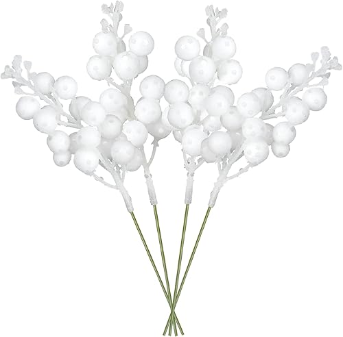 DearHouse - Paquete de 14 tallos de bayas con purpurina para Navidad, artificiales, de 7.8 pulgadas, adornos para el árbol de Navidad, para hacer DearHouse - Paquete de 14 tallos de bayas con purpurina para Navidad, artificiales, de 7.8 pulgadas, adornos para el árbol de Navidad, para hacer