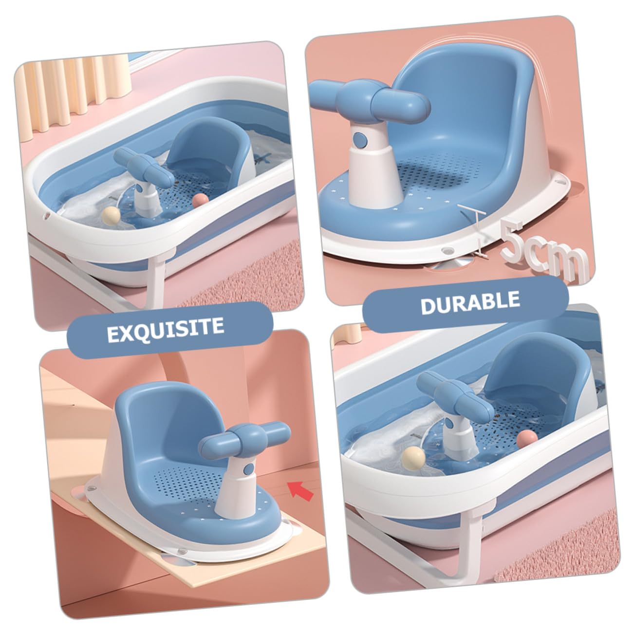 Badewannensitz aus Pp mit Stabilem Sicherheitsdesign und Komfortabler Sitzfläche Duschsitz für Neugeborene und Säuglinge Modernes Blaues Badezubehör