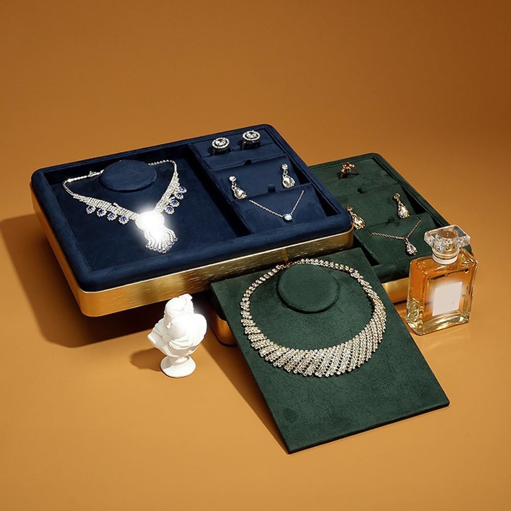 Armadi Metal Jewelry Display Stand with Velvet Tray Necklace | Earring Organizer for Vanity