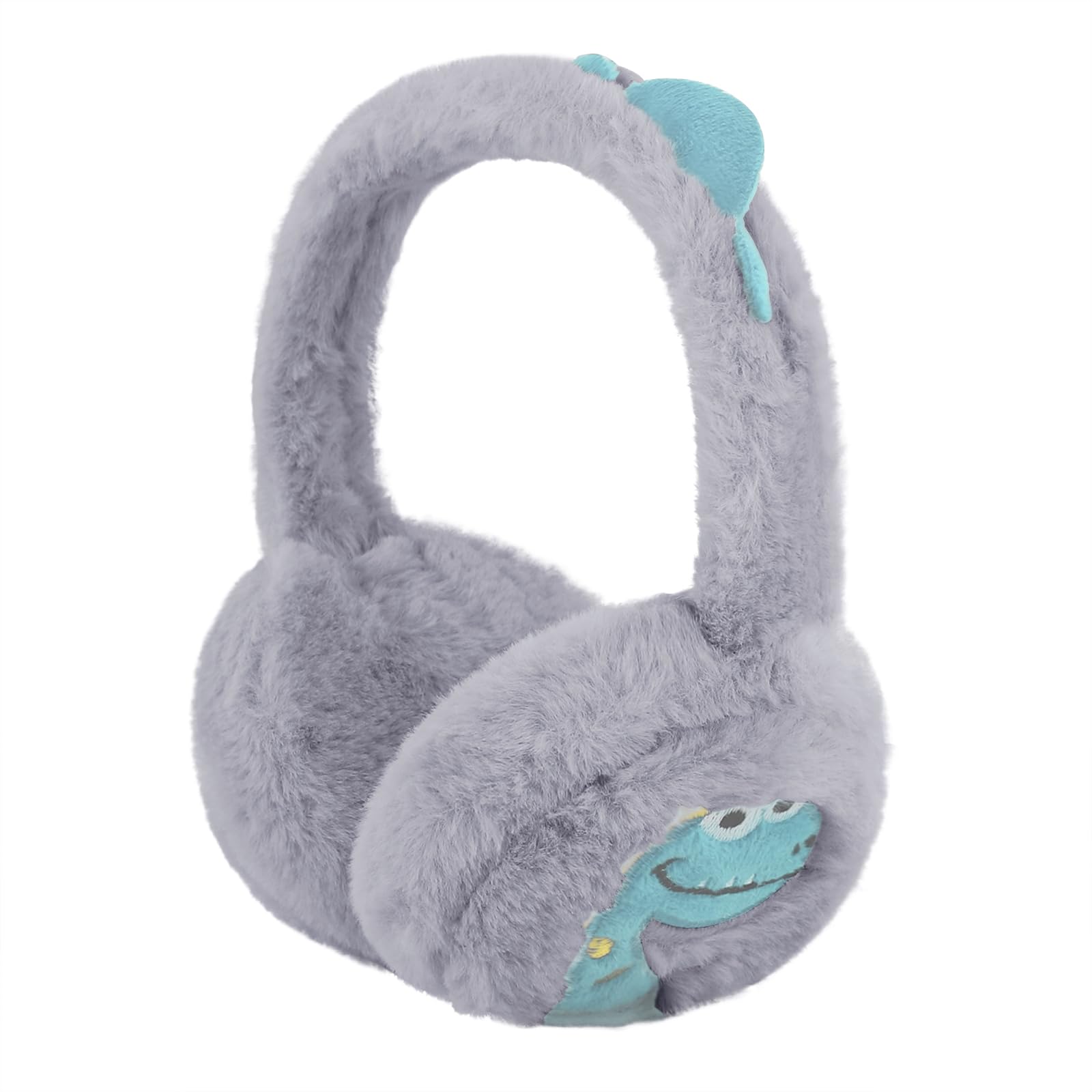 YJZQ Orejeras cálidas para niños, adorables orejeras de felpa de invierno, orejeras suaves, plegables, diseño de dinosaurio, orejeras para niños y niñas, para niños de 3 a 12 años