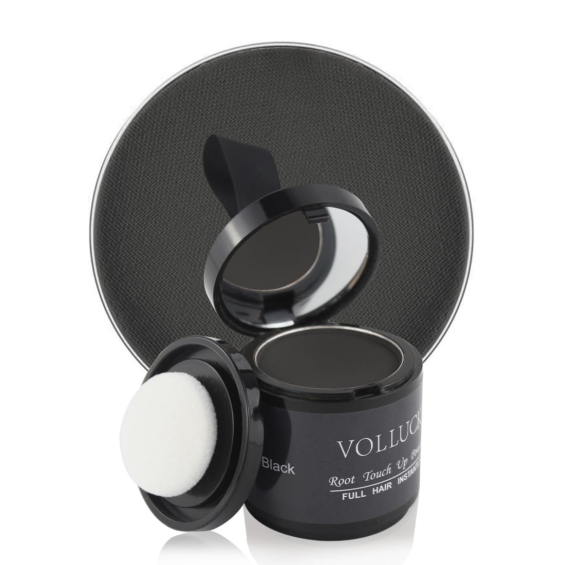 VOLLUCK Hairline Powder, Non-greasy Natural Root Touch up Powder for Concealing Hair Loss and Thinning Spots, 48 Hour Long-lasting Waterproof Root Cover up Powder for Women Men (Black, 10 g)