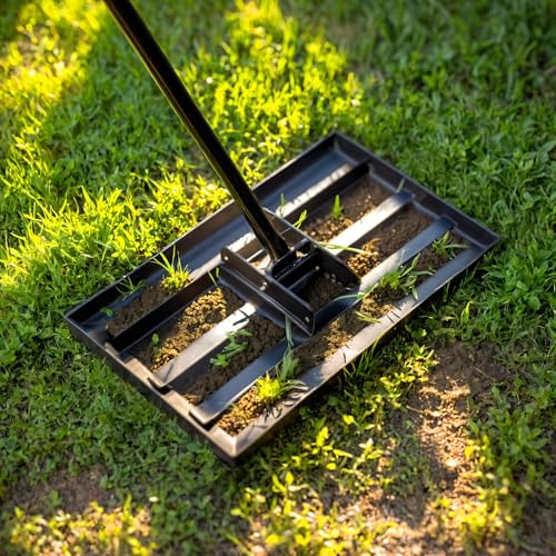 Pelle & Sol 43 x 25 cm Lawn Levelling Rake for Gardening - 6FT Adjustable Heavy Duty Garden Rake – Stainless Steel Lawn Lute & Leveling Tool – Rakes for Gardening, Garden Tools for Landscaping