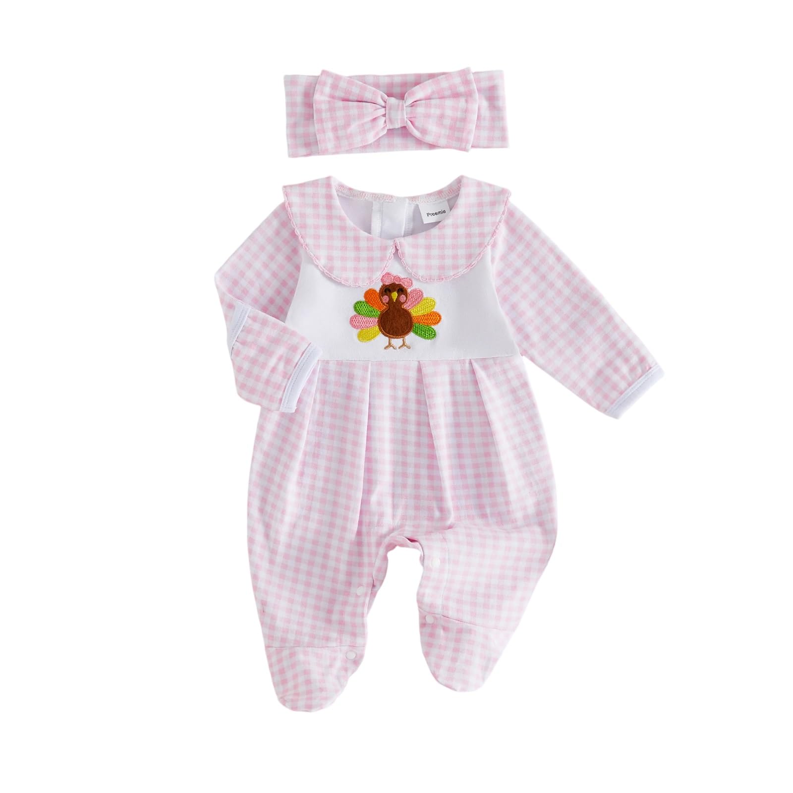 Socutebabe Turkey Plaid Footed Romper