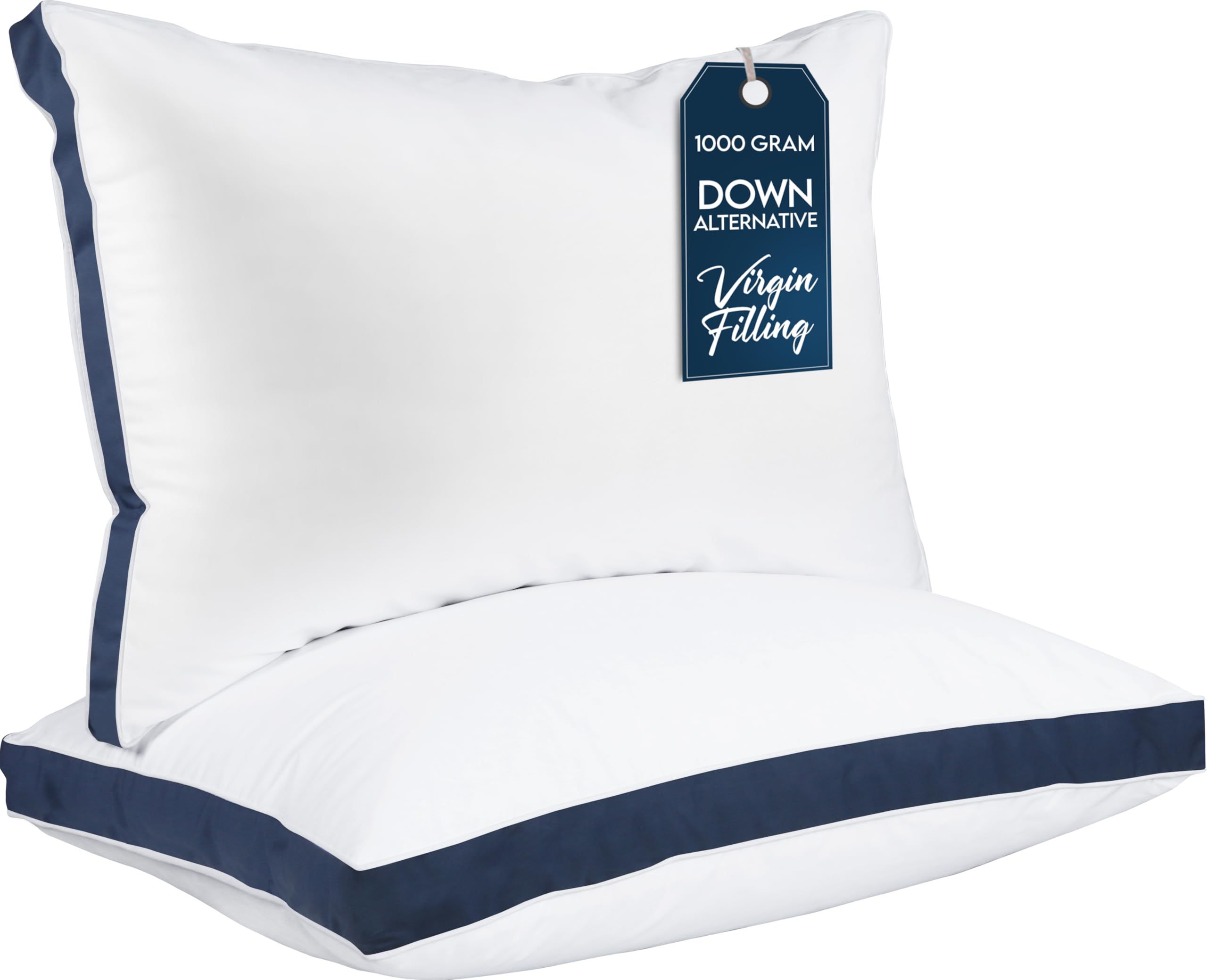 Utopia Bedding Bed Pillows for Sleeping Queen Size (Navy), Set of 2, Cooling Hotel Quality, Gusseted Pillow for Back, Stomach or Side Sleepers