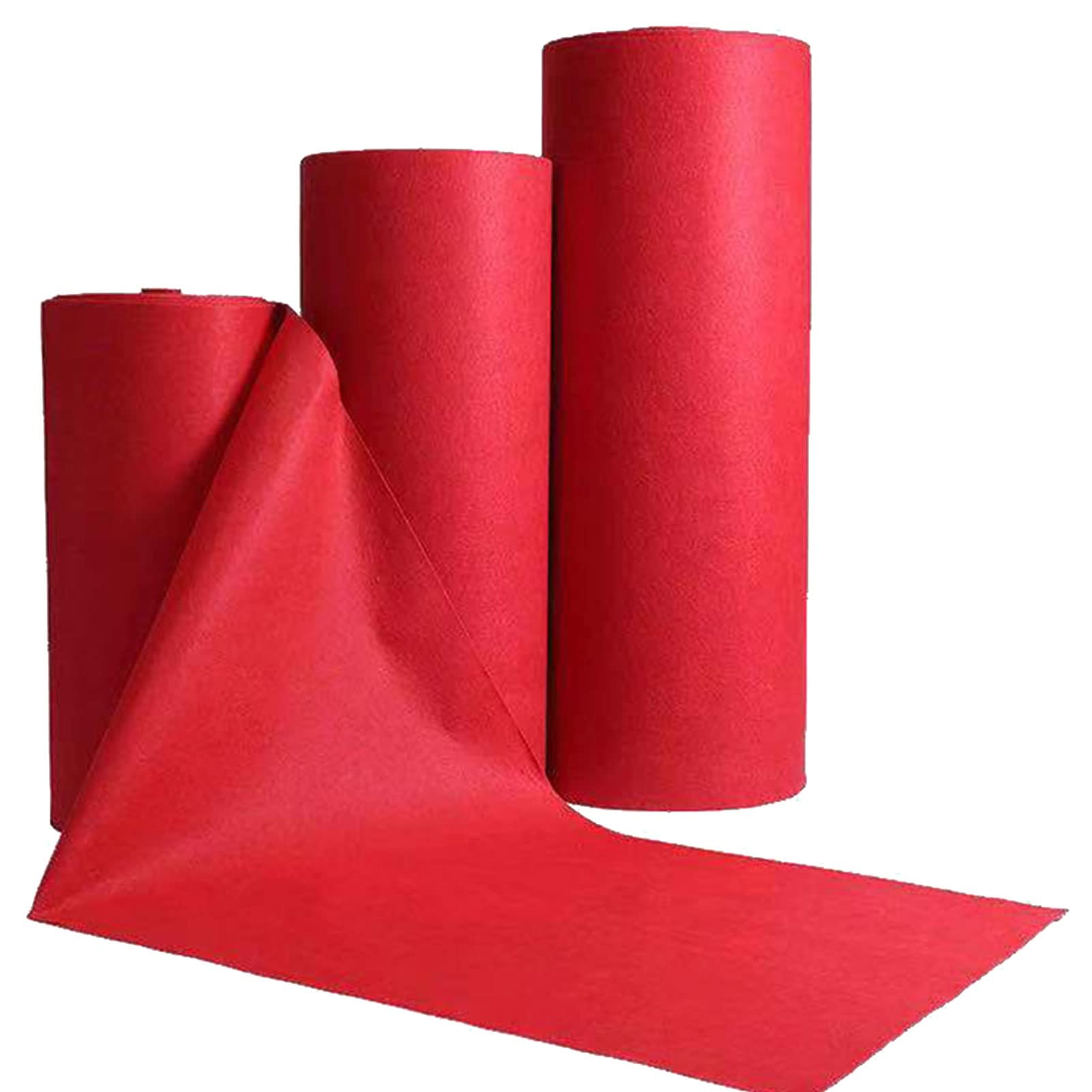Roter Teppich Läufer Laufsteg 2 mm Dicke Hochzeit Party Flur Teppich Rutschfest Braut Laufsteg Läufer Teppiche mit 1 Stück Klebeband für Kirche Party Dekoration Abschlussball, Flur Teppichrolle ( Size