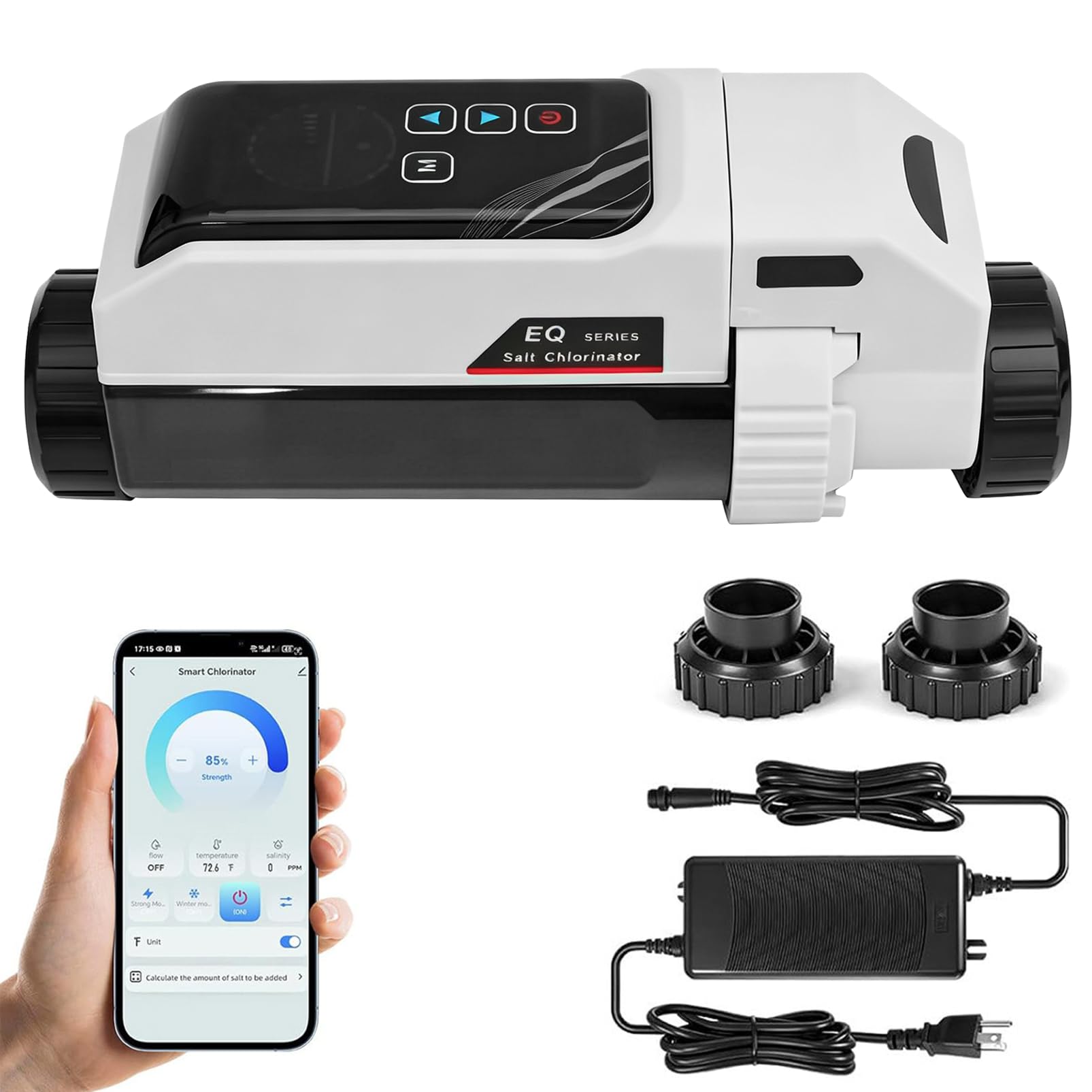 DmqChry Salt Chlorine Generator, Salt Water Pool Chlorinator System with Titanium Cells & Self-Cleaning, for Above/In Ground Pools up to 42,000 Gallons, Smart APP Control, IPX5 11000Gal