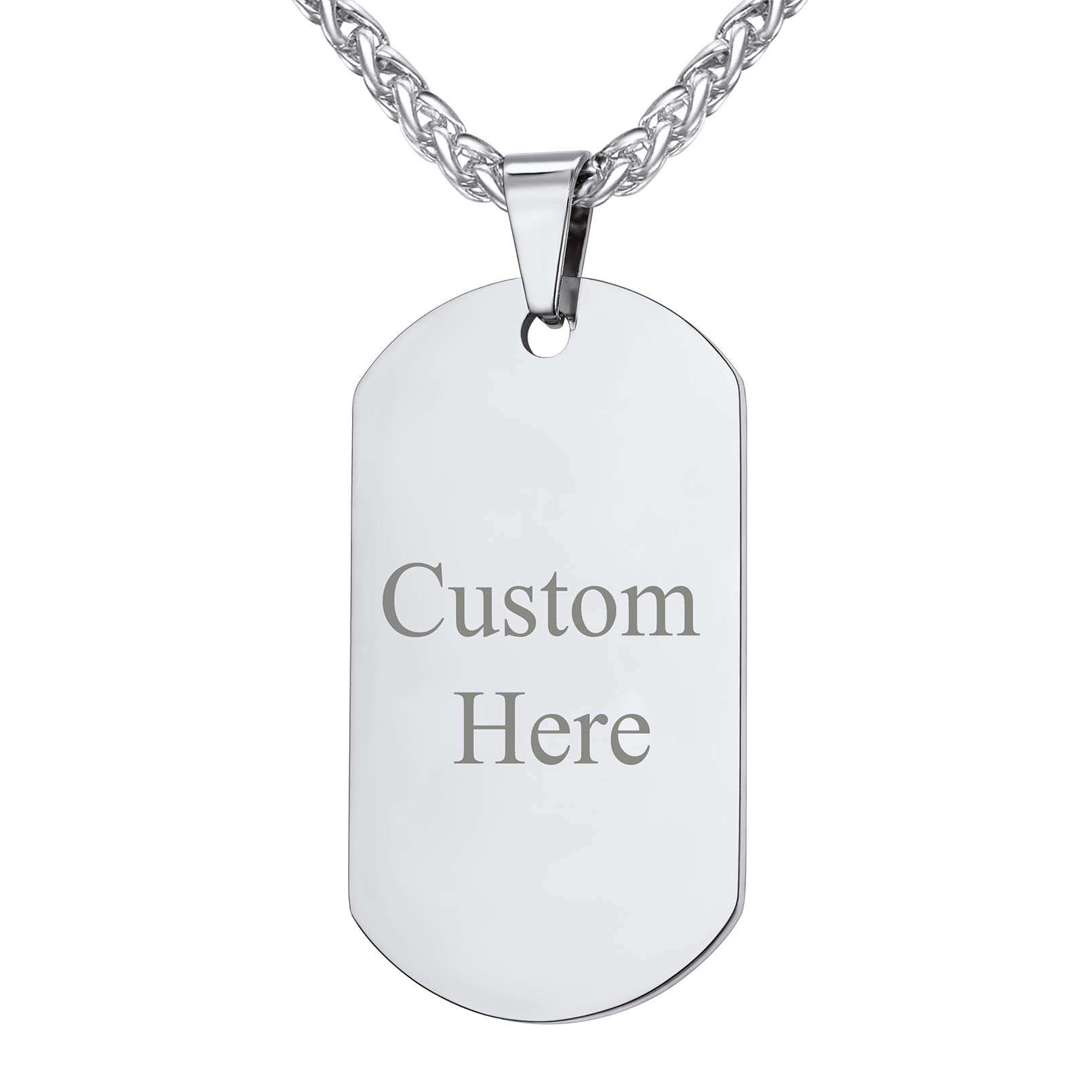 Custom4URegalo Personalizado Padre Colgante Chapa Militar Hombre Acero Inoxidable 316L Collar Placa Grabado Nombre Texto Colgante Militar Ejercito