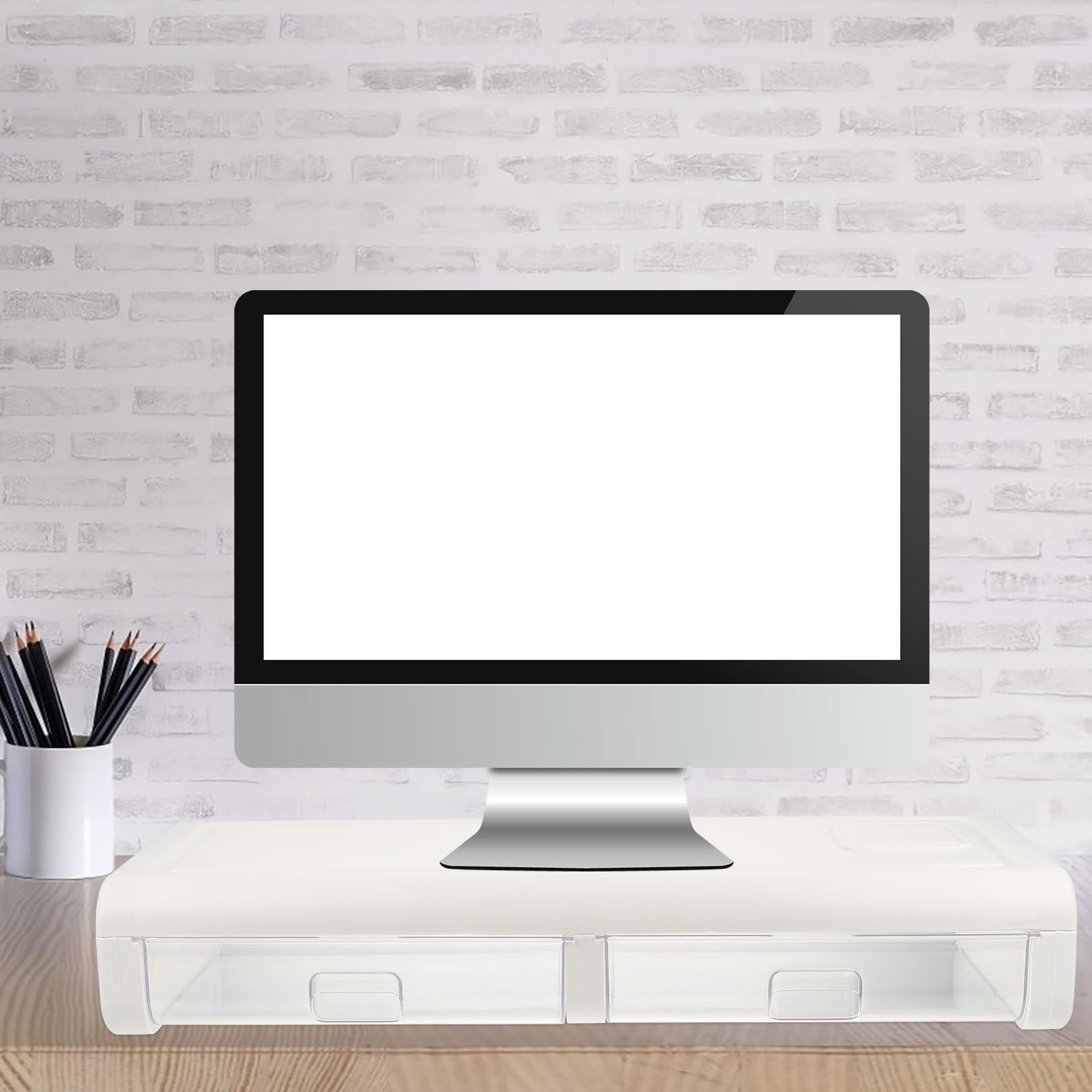 Supporto per Monitor con Cassetto Rialzo per Schermo del Computer in Plastica Resistente alla Deformazione da Scrivania per Uffici e Case