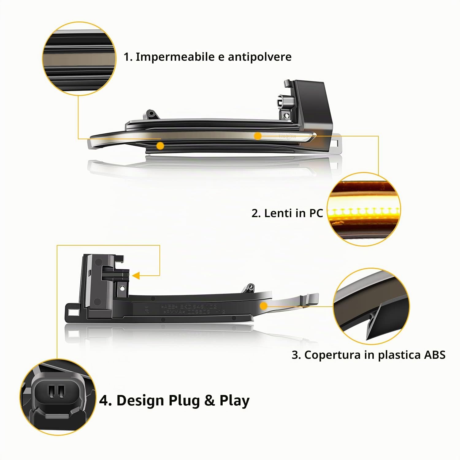 Parte di Ricambio per Indicatori di Direzione Dinamici Una Coppia di Luci a LED a Specchio Per Au-di A4 S4 B8 8K A5 S5 B8 8K A6 S6 4F C6 A8 S8 D3 Q3 SQ3 A3 8P, 2 Pezzi