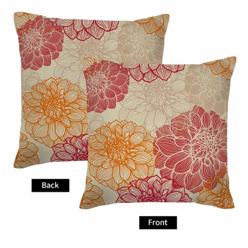 Image of Throw Pillow Covers Colorful Dress Flowers of Dahlia Pink Abstract Artistic Pillow Case 18x18 Inch Cushion Cover for Home Party