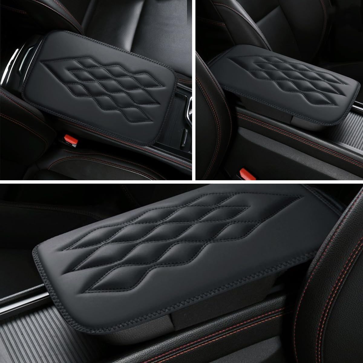 Cuscino Per Bracciolo Auto In Peluche – Universale, Antiscivolo, Imbottito, Colore Rosso, Accessorio Interno