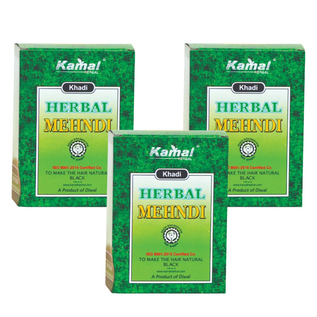 Kamal Herbal Khadi Mehndi by KHYATI NATURALS | 100% Natural Herbal Henna Powder for Hair Color & Nourishment |(BLACK, PACK OF 3 (80 G)-image-47