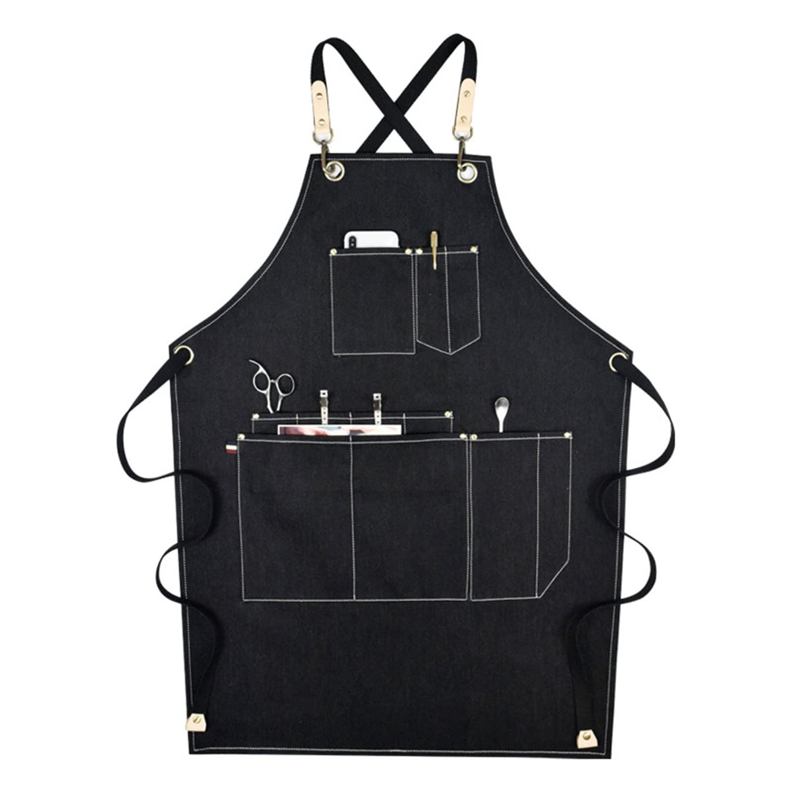 Fartuch na co dzień Unisex Fartuch roboczy dla mężczyzn Płótno Regulowane fartuchy kuchenne do gotowania dla kobiet z kieszeniami na narzędzia Fartuchy (Color : C, Size : 60 * 78cm)