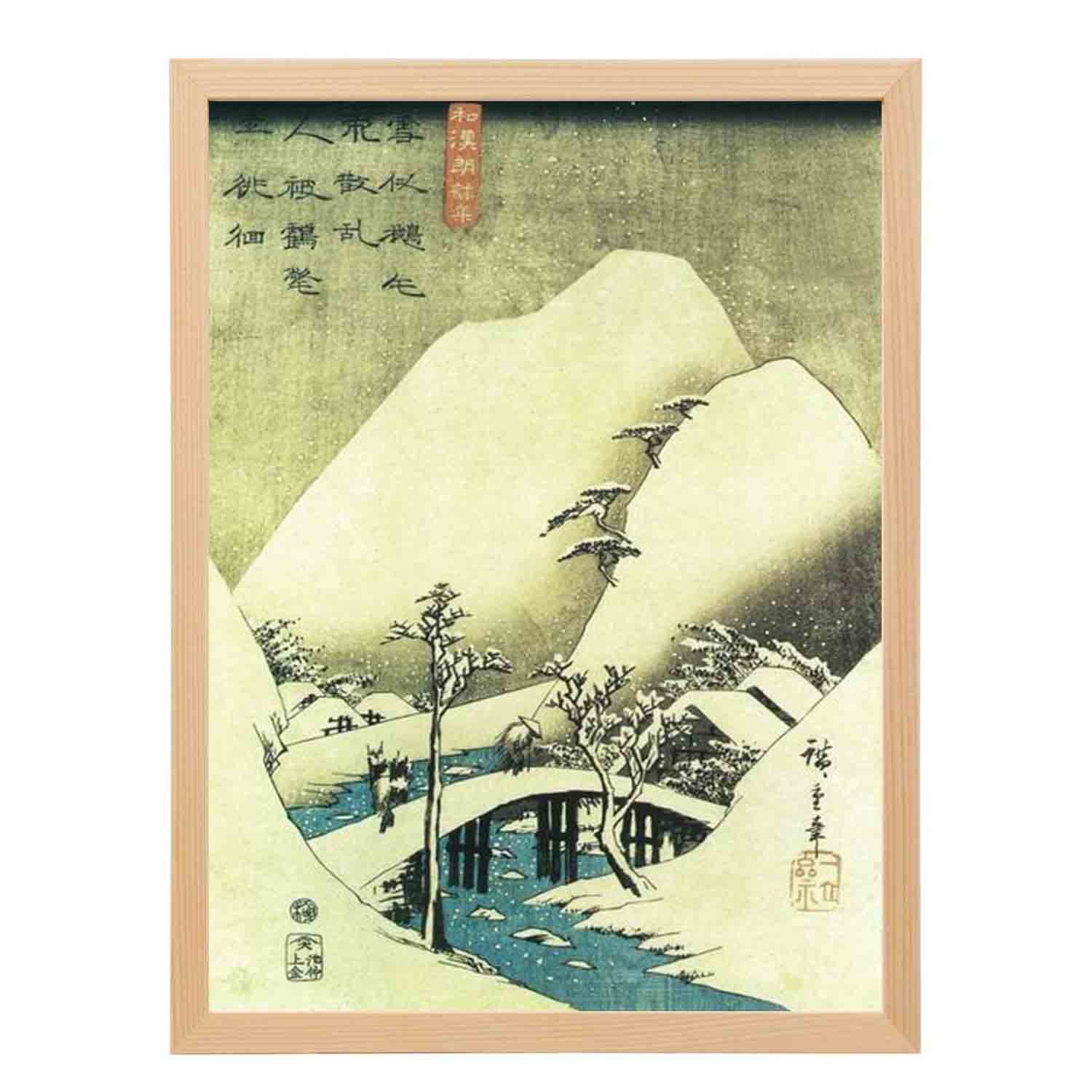 Amazon.co.jp: 壁の絵 歌川広重雪景色の橋日本の木版画 ポスター 装飾  