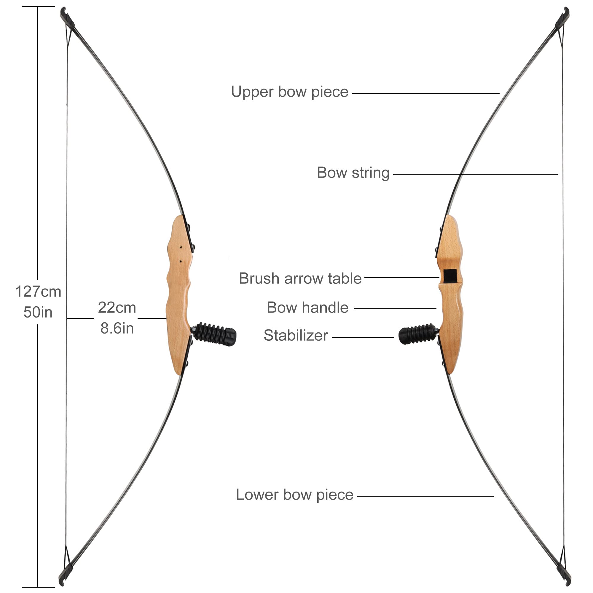 Arco ricurvo Set di Archi e frecce 30 libbre Frecce da Allenamento Pratica al Bersaglio Sport all'Aria Aperta Regalo Creativo per tiro con L'Arco Principianti Attrezzatura di …