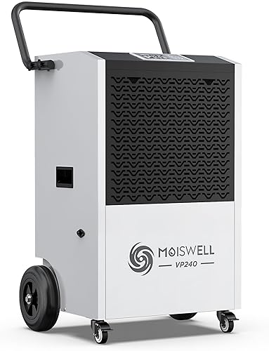 Deshumidificador comercial de 240 pintas con bomba y manguera de drenaje para sótanos y grandes espacios de hasta 8,500 pies cuadrados, 5 años de