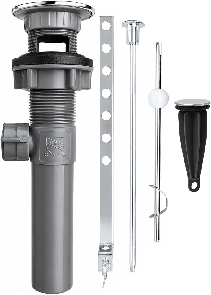 Bathroom Sink Pop-Up Drain with Overflow, Chrome PVC Body, cUPC
