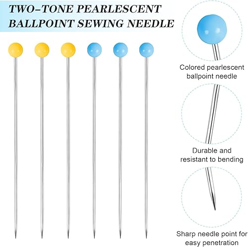 Miniatura 3 de 500 alfileres rectos, 1.75 pulgadas de largo con cabeza de bola de cristal, alfileres de costura de acero inoxidable para tela, costura,
