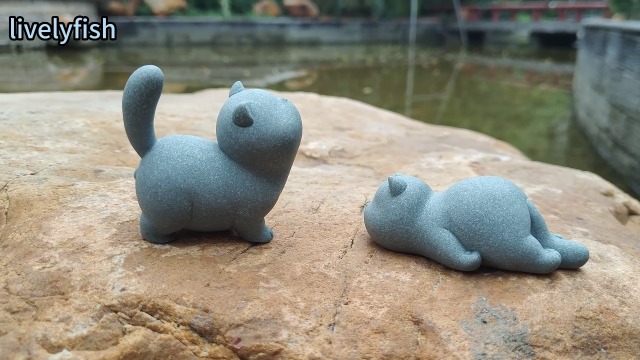 Figura de gato de piedra arenisca decorativa miniatura 7