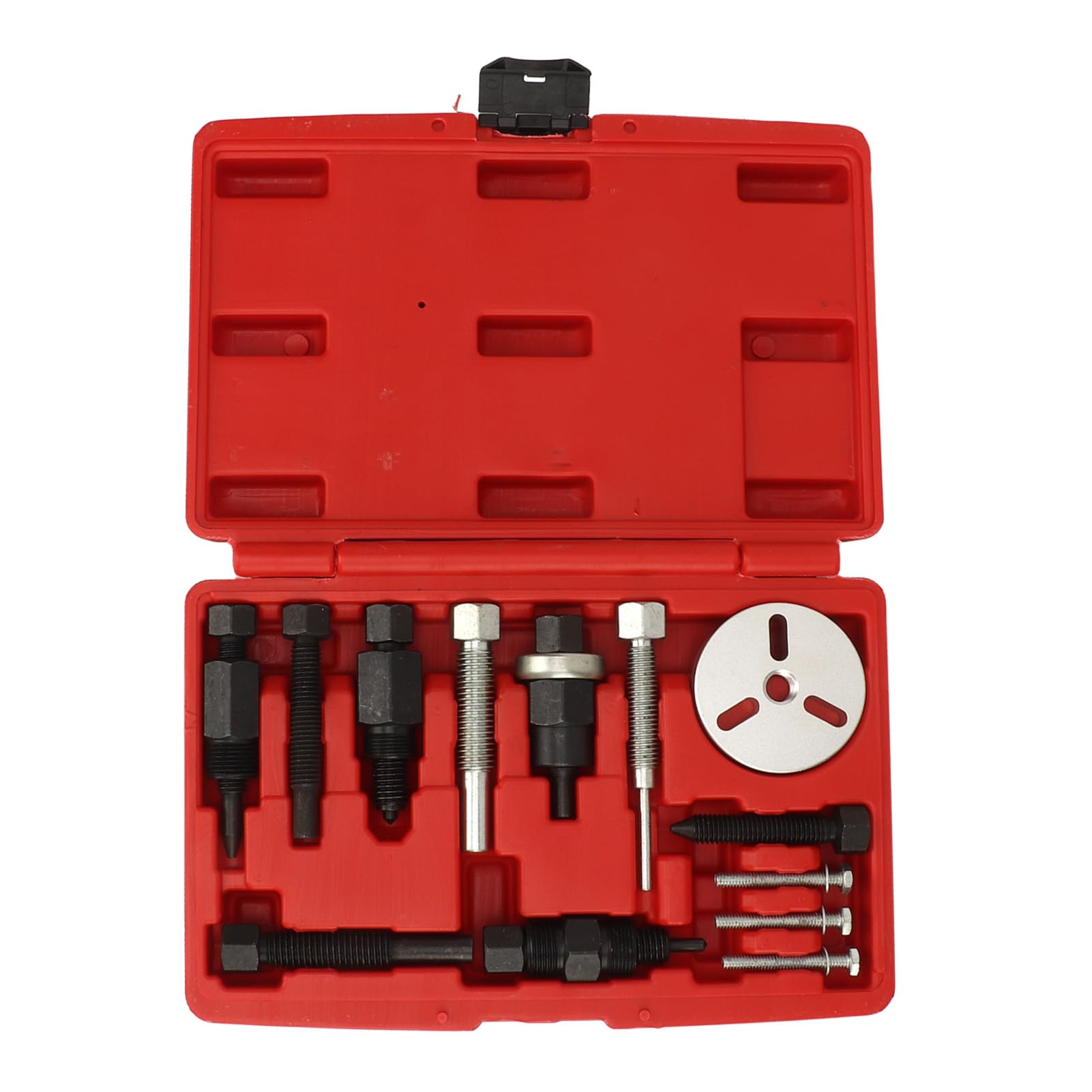 Extractor de embrague Torvex, 13 piezas A C Juego de extractor de cubo de embrague de compresor de acero al carbono, kit de extractor de embrague de compresor para automoción