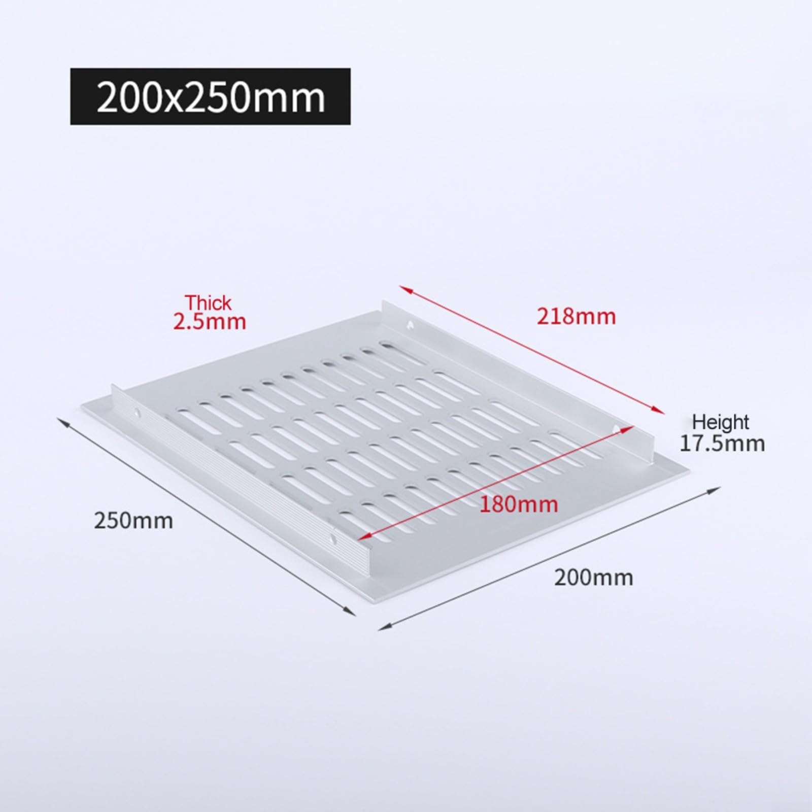 Osłona otworu wentylacyjnego na ściany wewnątrz, prostokątna osłona kratki wentylacyjnej do szafy, szafki na buty, kratka wentylacyjna, biała, 200 x 250 mm