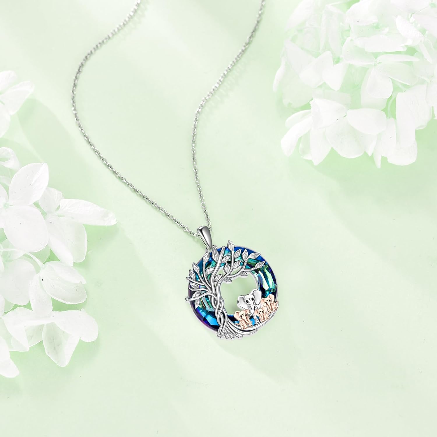 TOUPOP Elephant Necklace 925 Sterling Silver Crystal Elephant Family Pendant Necklace Birthday Christmas Gifts for Women - Image 5