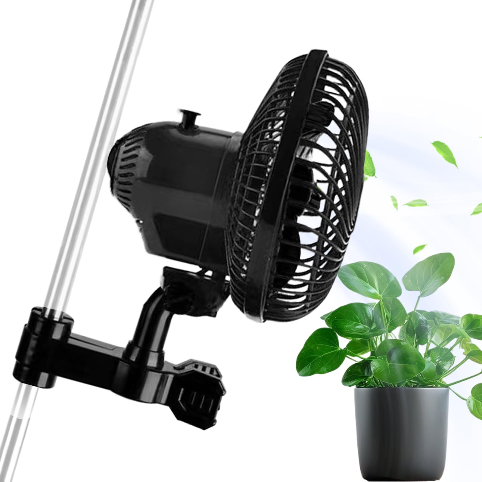 Generisch Grow Ventilatore con Clip, Regolazione a 2 Livelli, perbottone, oscillante, Ventola silenziosa da 25 W, per, Diametro 22 cm, Standard Europeo, Colore Nero