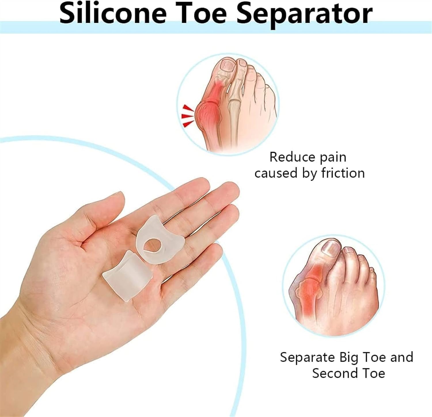 4 Pairs Clear Toe Separators,Toe Spacer for Bunion Corrector,Gel Toe Separators, Suitable for Bunion Pain Relief,Separating Overlapping Toes Drift Pain