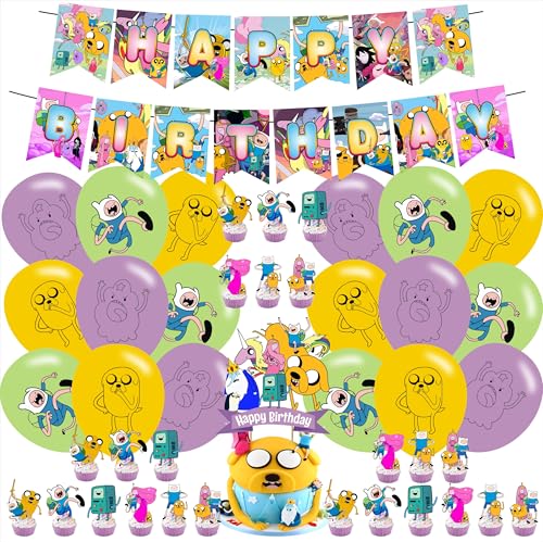 Time Of Adventure Party Supplies Birthday Party Decorations for Time Of Adventure for kids with happy birthday banner cake topper balloons for Time Of Adventure theme birthday party decorations