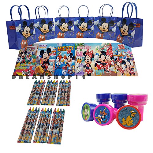 Dreamshop14 Mickey and Friends Goody Bag and Coloring Book Party Favor Set (42 Pcs) FV
