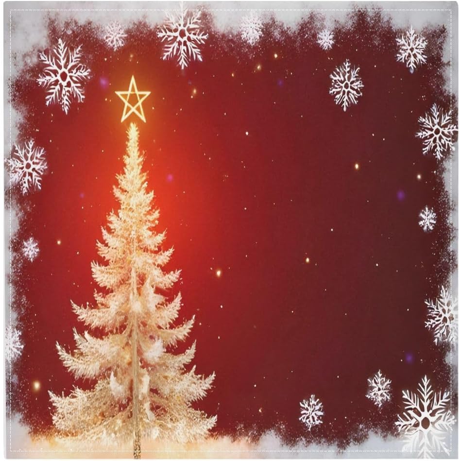 6 Packs Cloth Napkins,Washable Dinner Napkins Sparkle Christmas Tree Great for Weddings, Parties, Holiday Dinner 20in x 20in