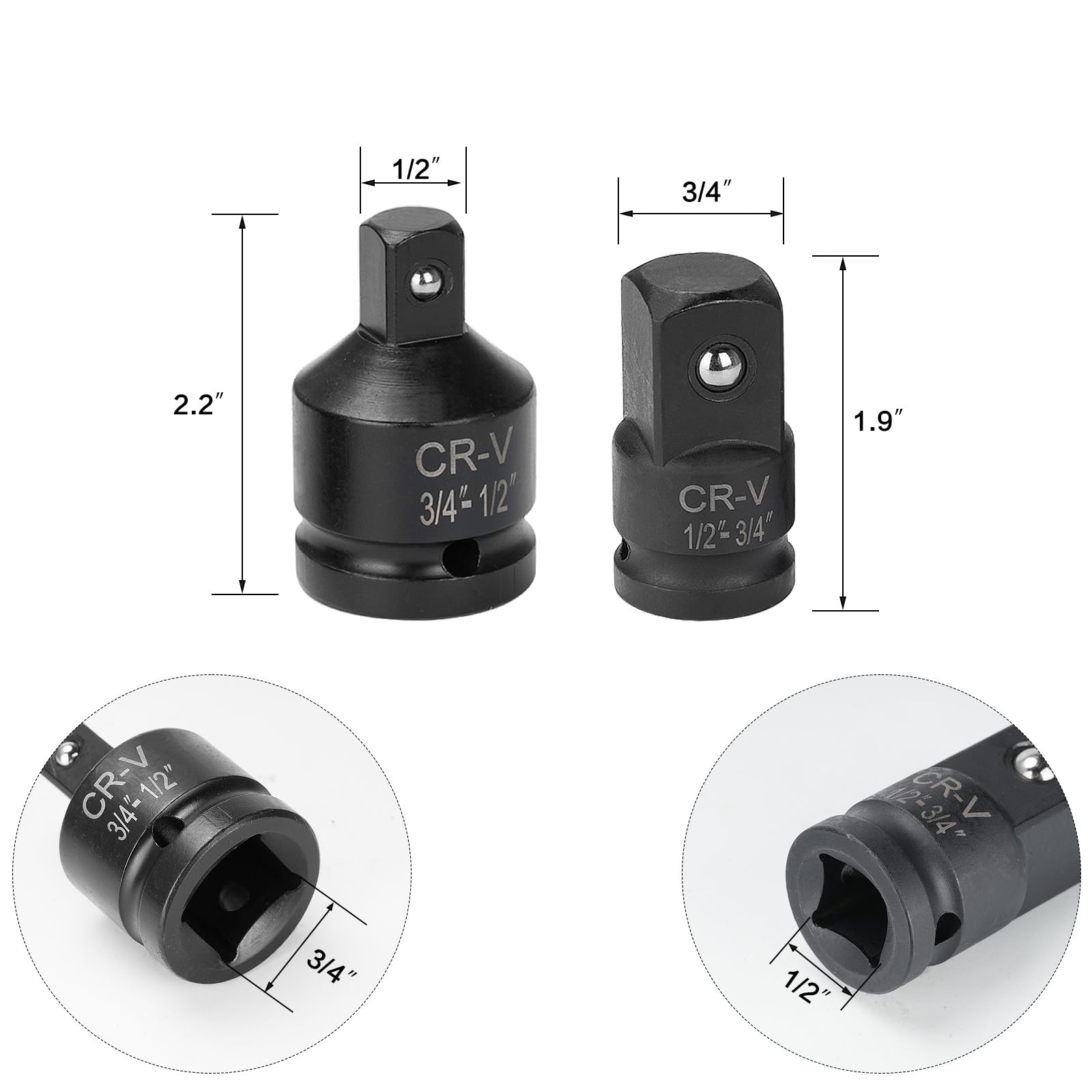 Kit 4 Adattatori Per Bussole D'Impatto - Riduttori 1/2-3/8-1/4 Per Avvitatori - Foto 8