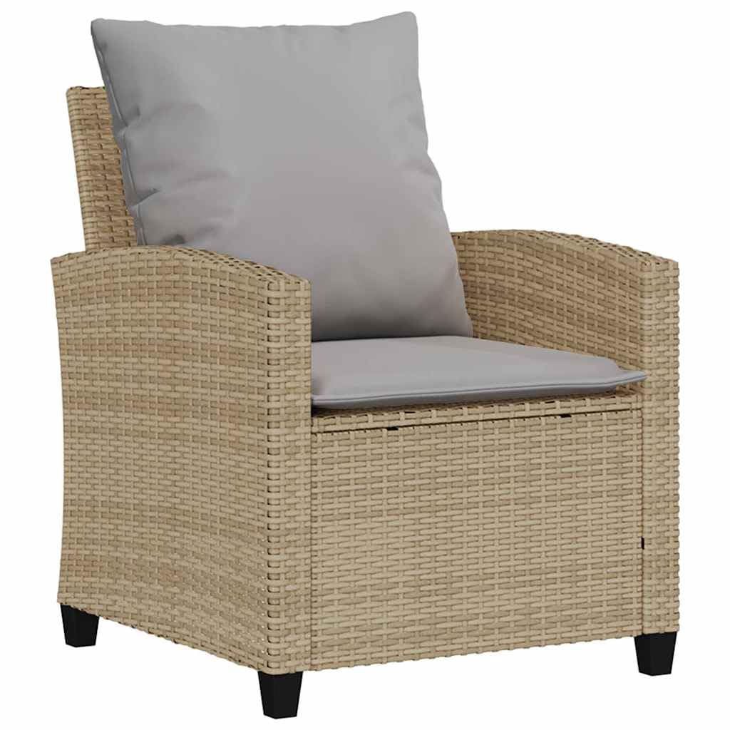 Set di 4 divani da giardino in polyrattan beige, resistente ai raggi UV, impermeabile, per balcone e terrazza, set lounge con cuscino, piedini regolabili, portata 110 kg