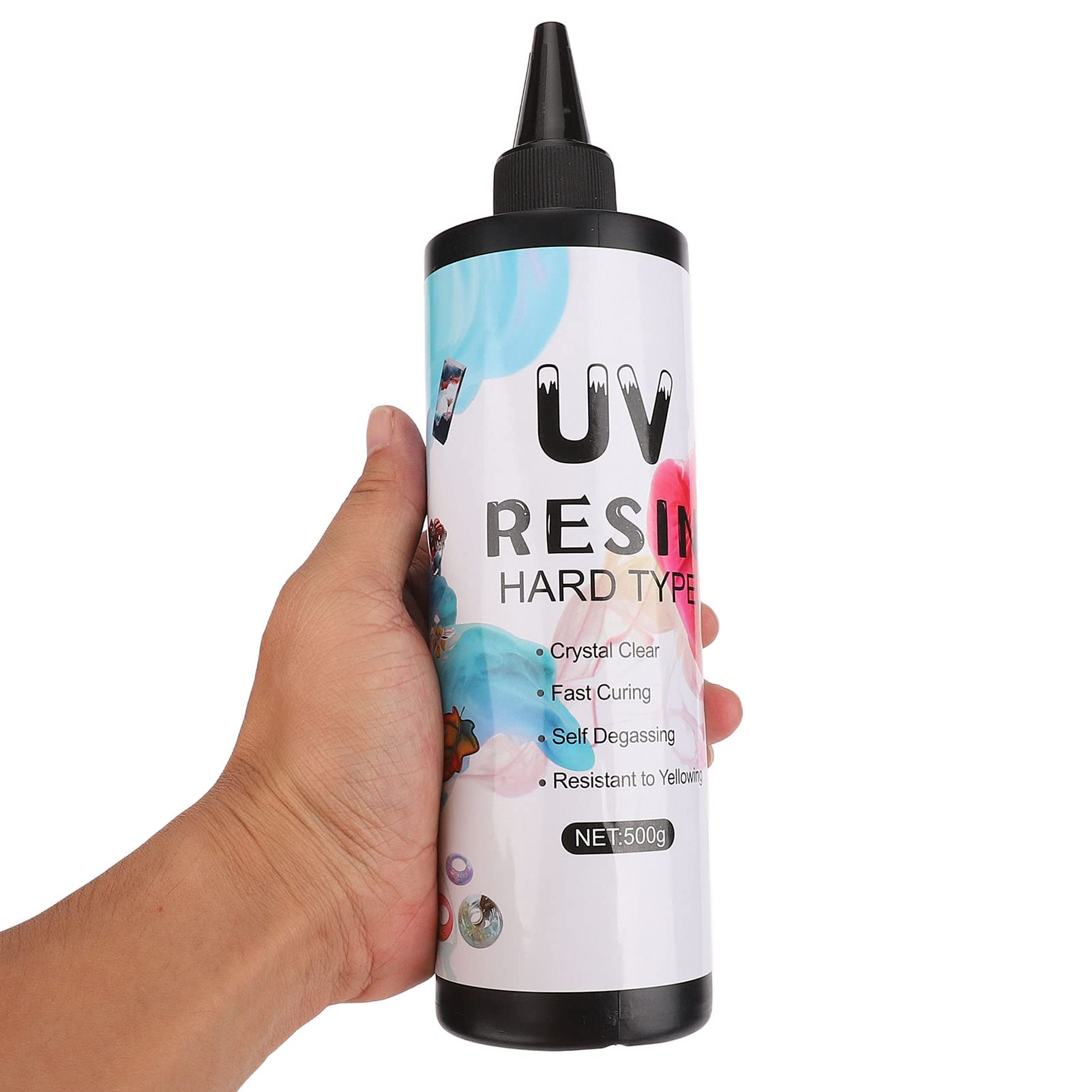 FLEXMAN Colle Résine UV, Colle UV de Couleur Transparente Faite à la Main, Adhésif Transparent Anti Jaunissement à Durcissement Rapide pour Bijoux, Accessoires Vestimentaires (500g)