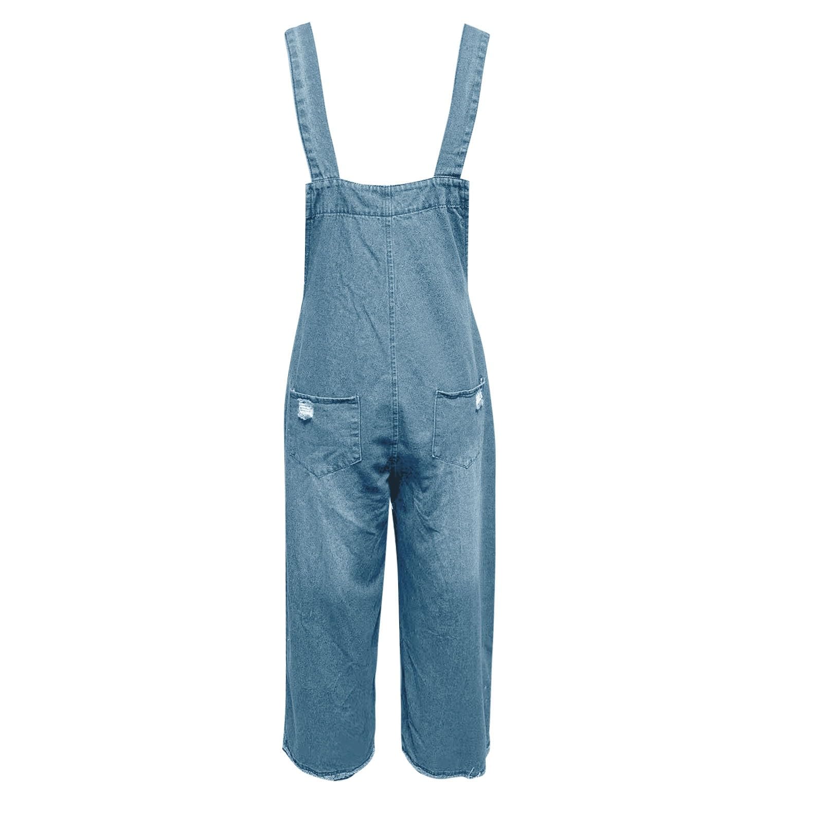 duaicnvow Salopette Jeans Donna Tuta Estiva Lunga in Denim Da Donna Baggy Jumpsuit Donne Denim Monopezzi Da Lavoro 90s Retrò Eleganti Pantaloni Larghi Jeans Tuta A Gamba Larga Casual Taglie Forti