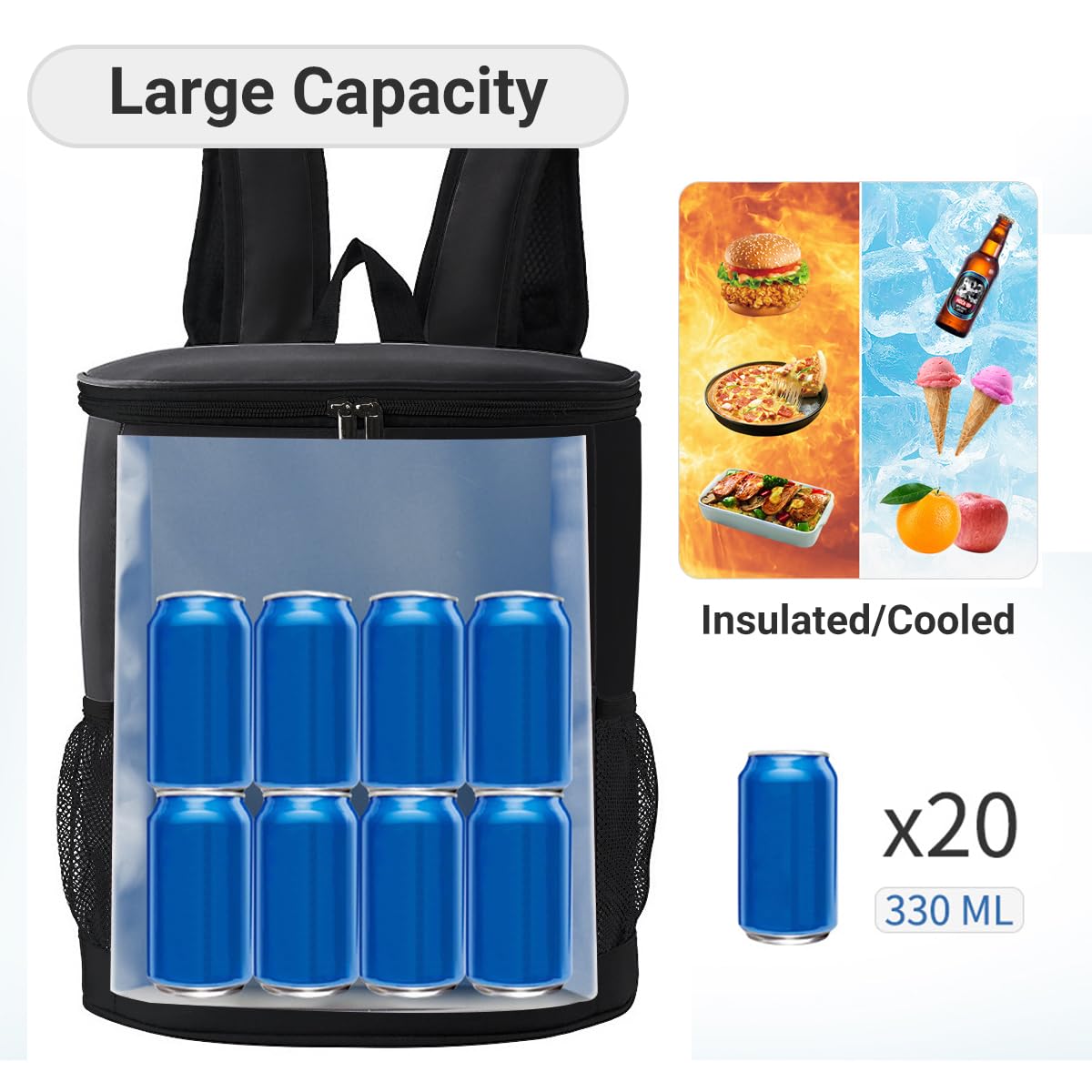 15L Zaino Termico Frigo Borsa Frigo Isoterma Borsa Termica Porta Pranzo Zaino da Picnic