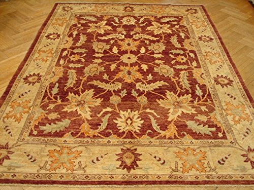 Harooni Pakistan Original Peshawar 8x10 Wool Natural Rug Rust Burgundy