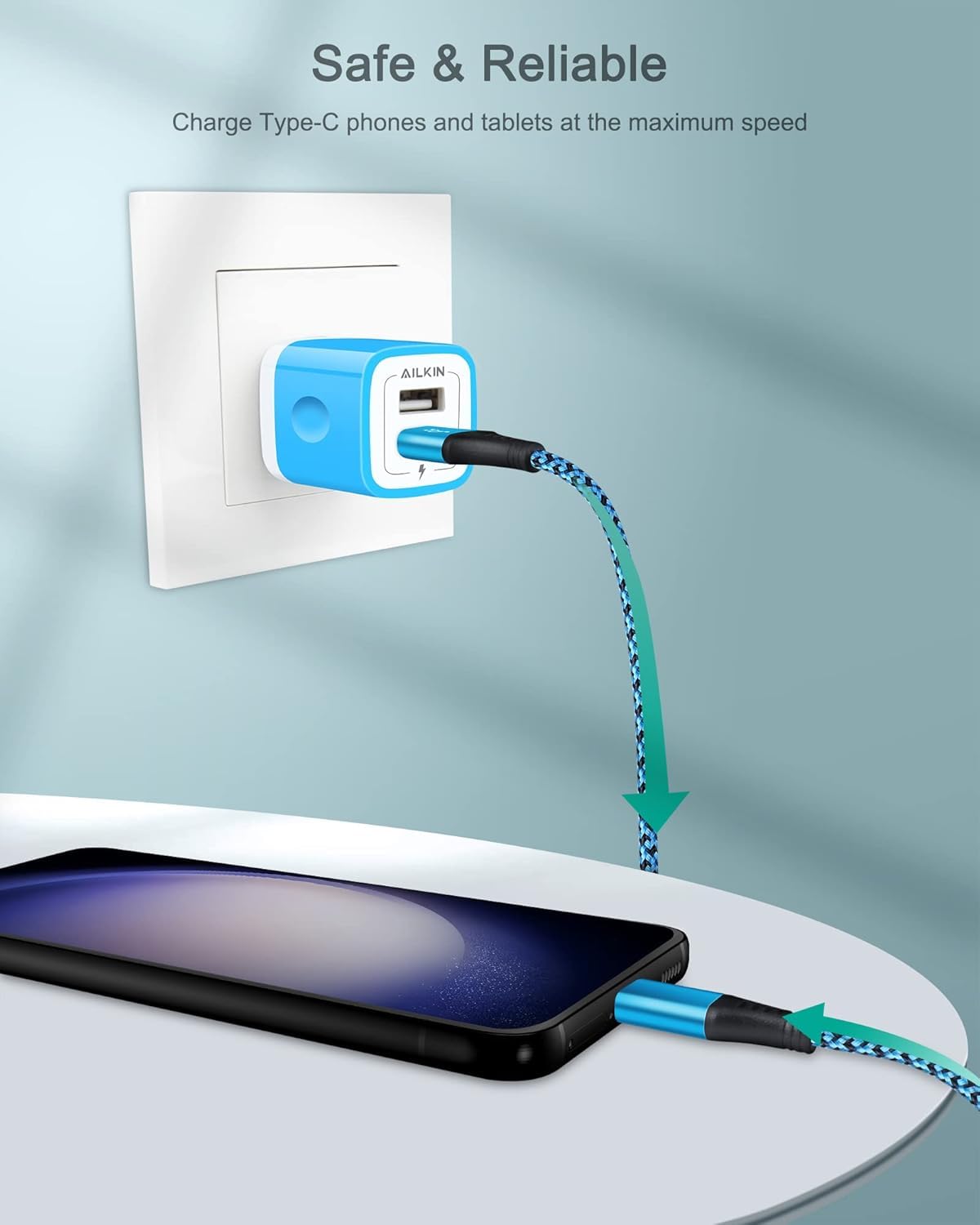 Cavo USB A a USB C 10FT ricarica rapida nylon intrecciato extra lungo cavo di ricarica di tipo C per Samsung A16 A15 5G A54 A55 A14 A32 A35 A25 Z Fold 6 S24 Ultra S23 S22, Pixel 9 8 Pro 7a 6-Android