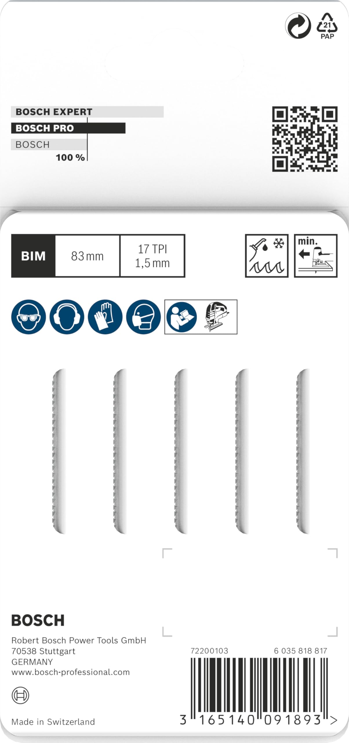 Amazon.co.jp: BOSCH(ボッシュ) 金工用ジグソーブレード5本組 T-118EOF