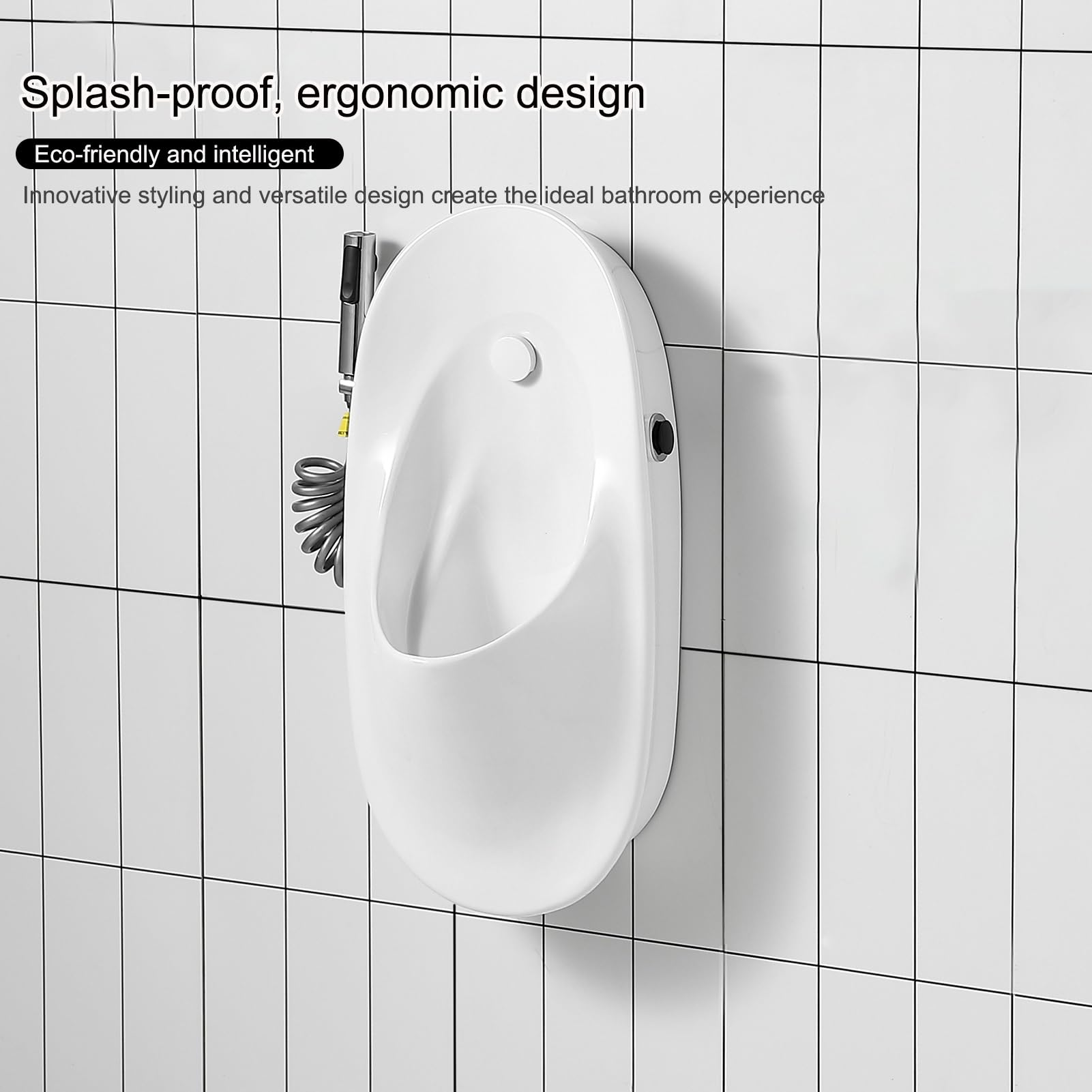 Urinarios de Cerámica para Hombre con Doble Descarga, Desviador de Orina de Montaje en La Pared para Uso Doméstico y Comercial, para Bares, Hoteles, Baños Públicos