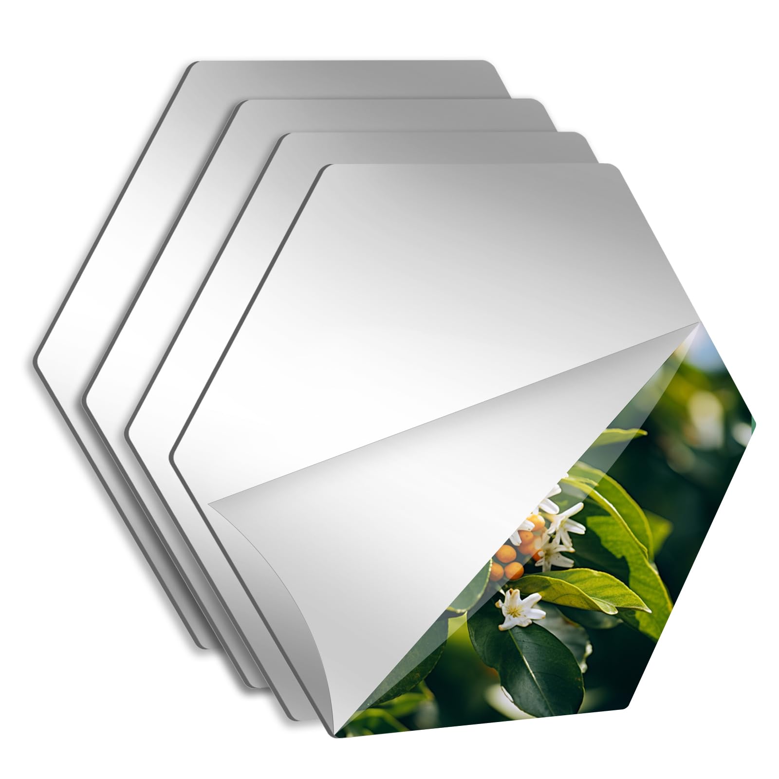 LXCREAT Hexagonal Self Adhesive Mirror for Wall, Small Unbreakable Acrylic Mirrors, Tiles, 30 x 30 cm, Pack of 4, Flexible Peel and Stick Mirror for Bathroom-image-35