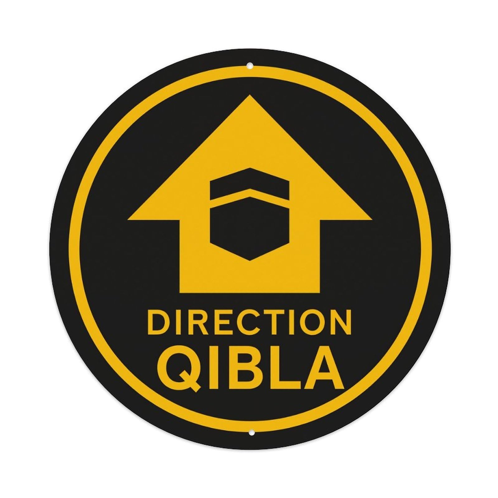 Wmlzdnwr Vintage Direction Qibla Symbol With House Icon Round Tin Sign,Retro Wall Art,Metal Poster For Home, Bar, Garage, Cafe, Rustic Indoor & Outdoor Decor, 8X8 Inches