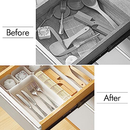 poeland 15 Pcs Drawer Organizer Tray Storage Box for Bedroom Dresser Bathroom Kitchen Frosted, Translucent - Image 2