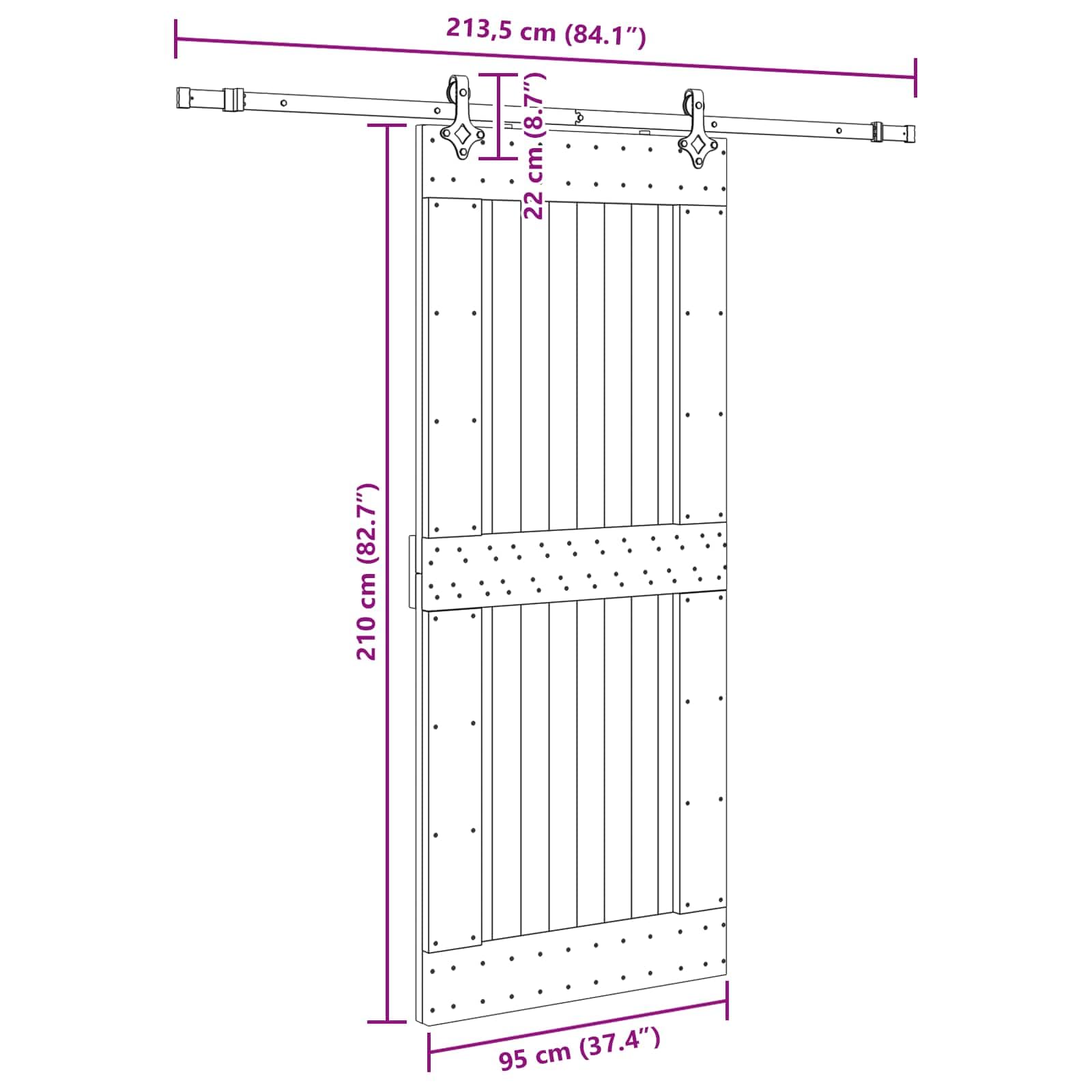 vidaXL Drzwi przesuwne NARVIK 95 x 210 cm (213,5 cm)