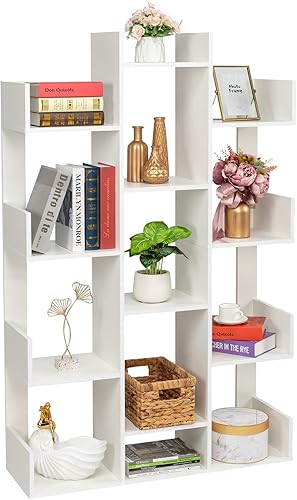 Doredo Estantería en forma de árbol con 13 estantes de almacenamiento estantería de árbol de 5 niveles estantería de madera industrial para sala de