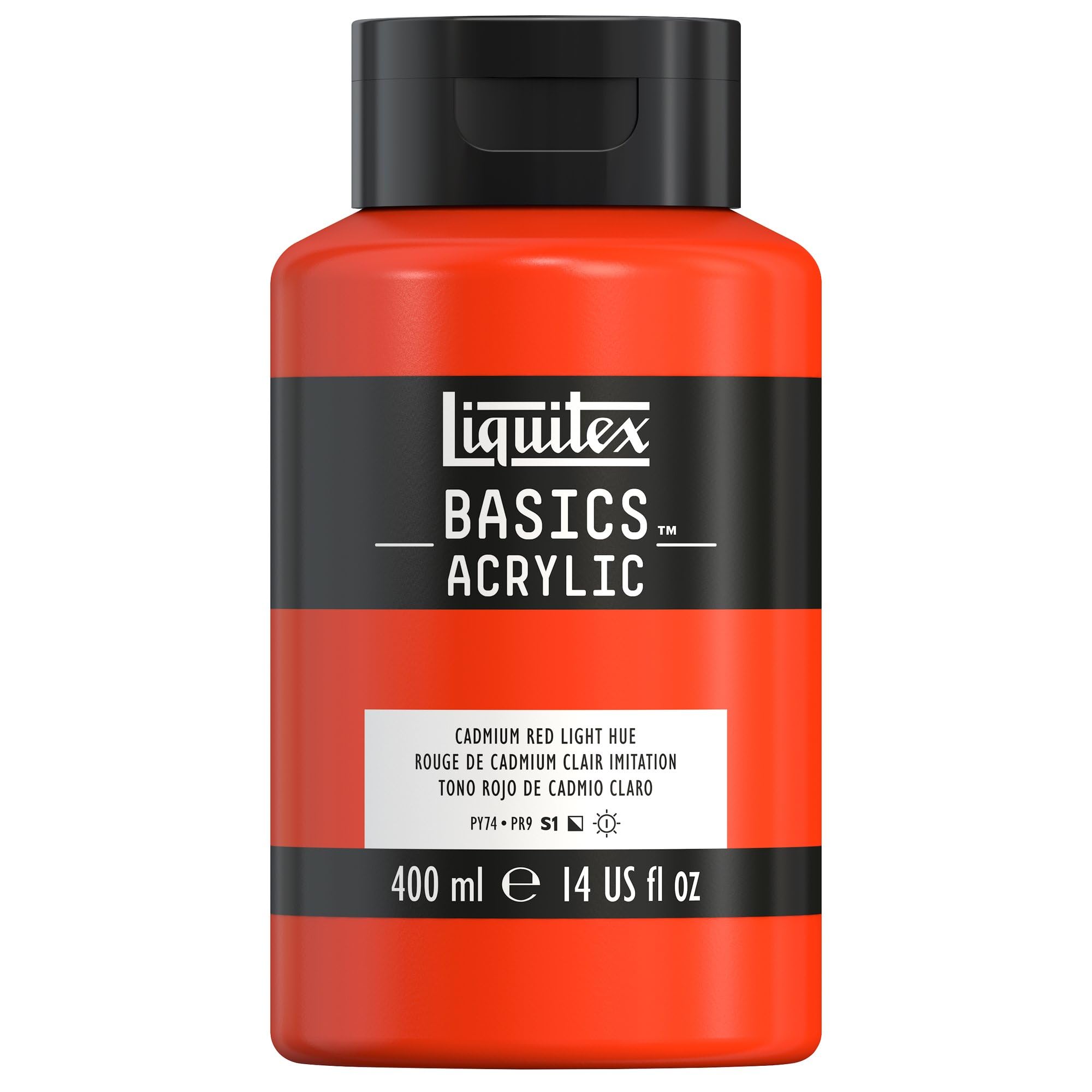 LIQUITEX Basics Acrylic Paint, Cadmium Red Light Hue, 400 ml Bottle