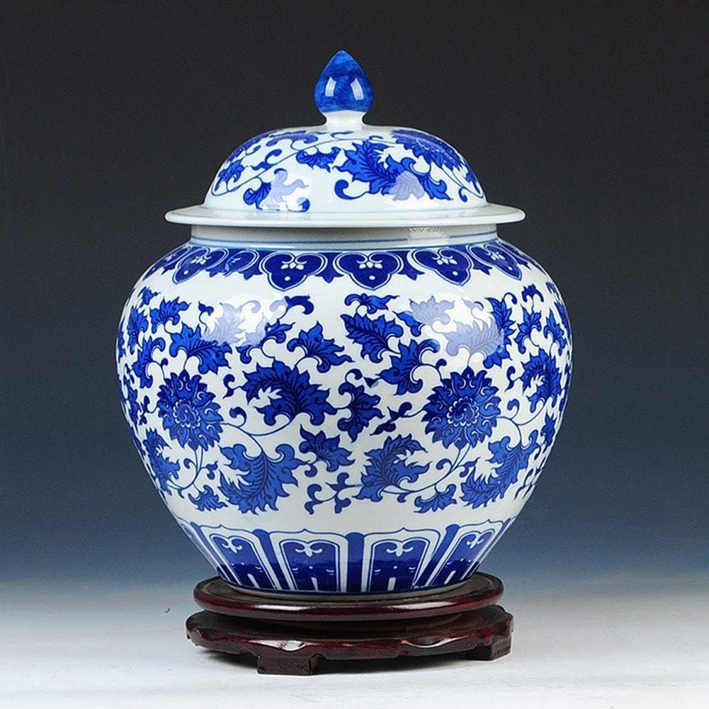 Vase Desktop Blue and White Porcelain S Fine Bone China Peony Decorated Ceramic