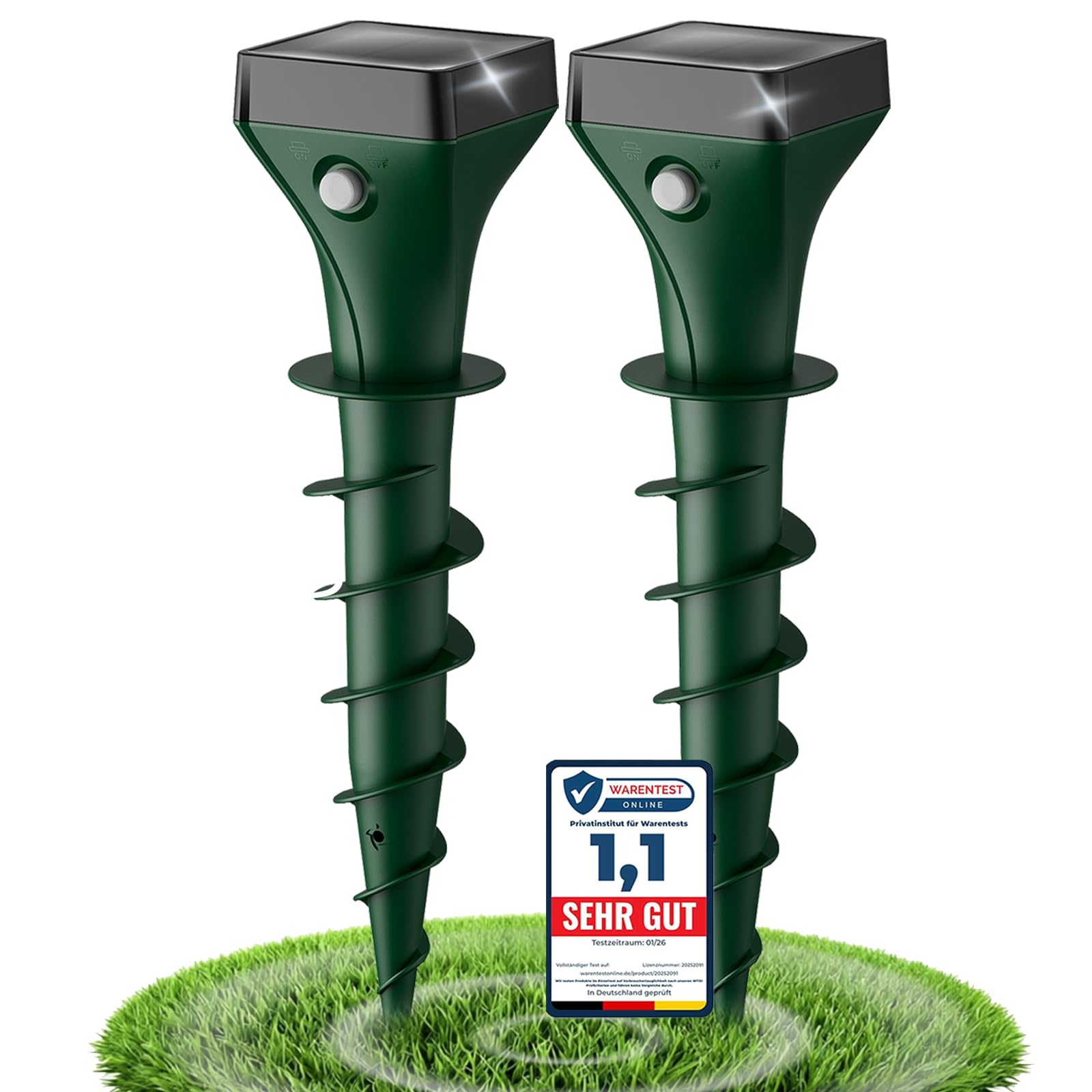 Maulwurf Vertreiber,Ultraschall Wühlmaus Vertreiben mit KI-Wechselfrequenz, IP65 Wasserdicht Maulwurfschreck für Garten und Rasen, Wühlmausschreck & Marderschreck Mole Repellent Outdoor Ultrasonic