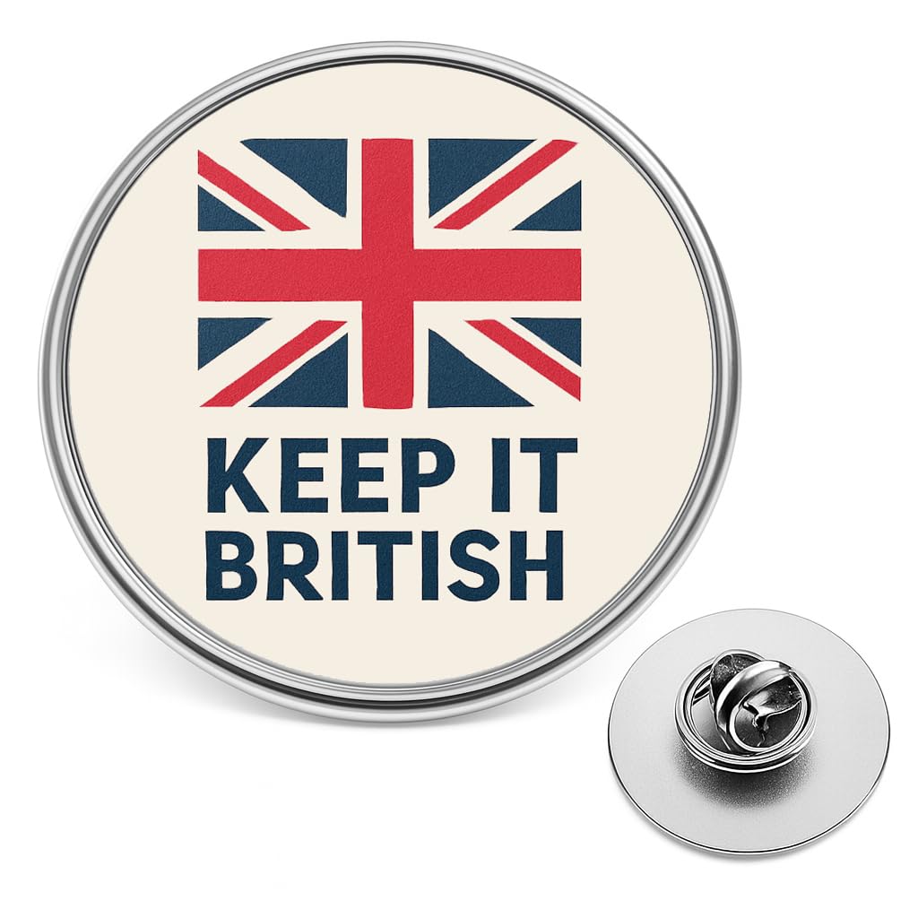 British Union Jack Lapel Pin Badge – UK Flag Brooch with Butterfly Clutch, Patriotic Souvenir for Royal Events, Remembrance Day, Veterans & National Celebrations (20mm) (Keep it British)